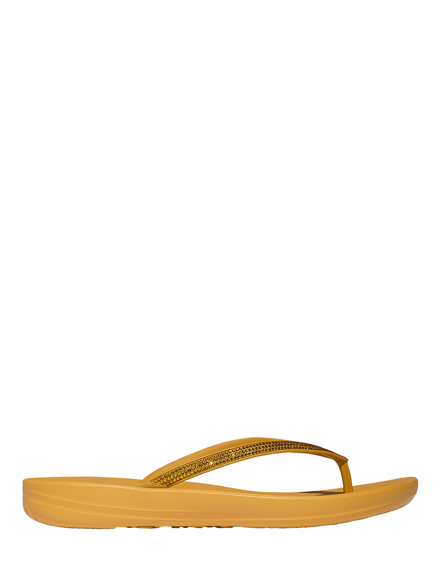 Product image 1 of 5, which shows FitFlop IQushion Sparkle Flip-Flops, Turmeric, 3