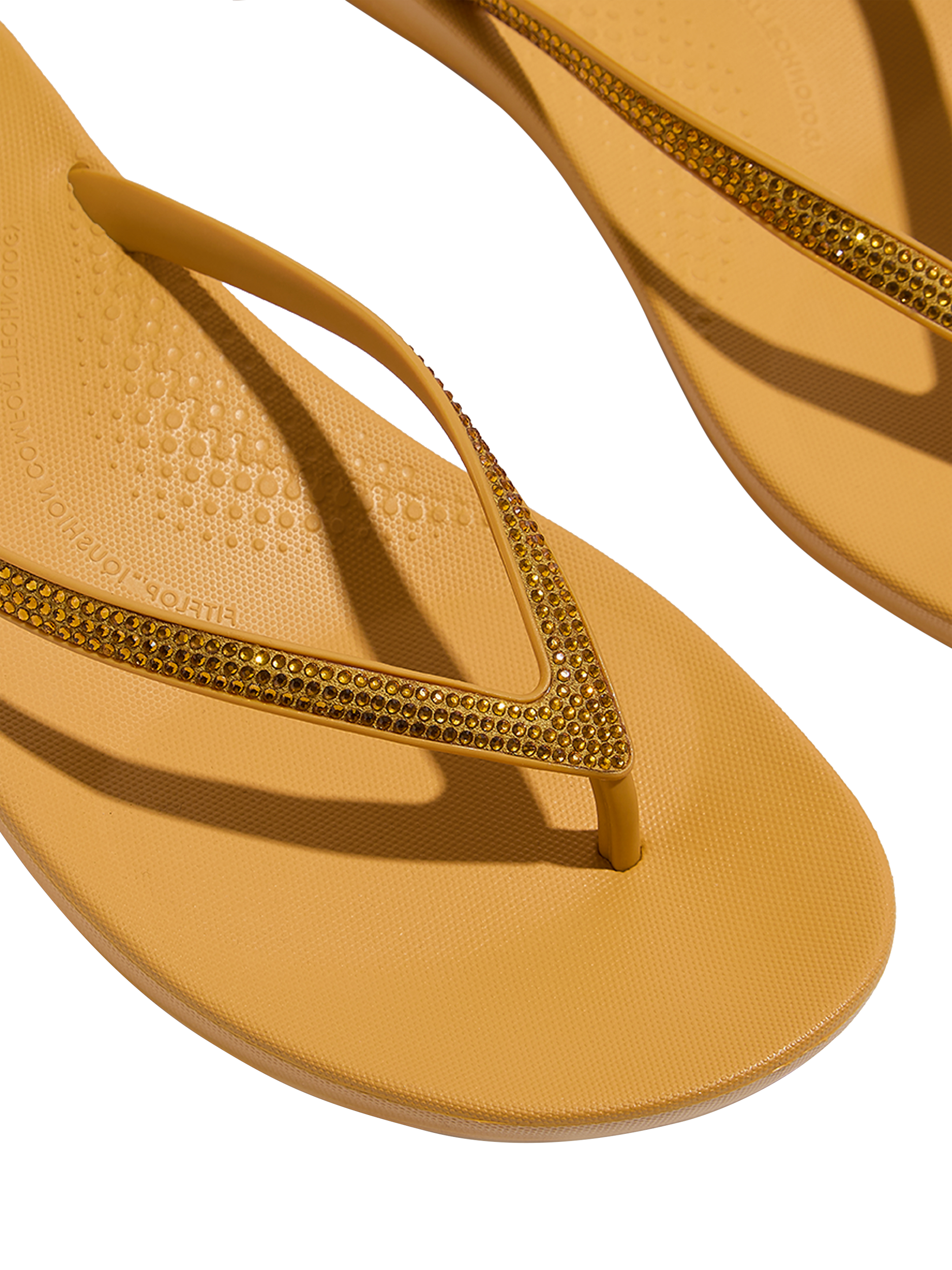 Product image 4 of 5, which shows FitFlop IQushion Sparkle Flip-Flops, Turmeric, 3