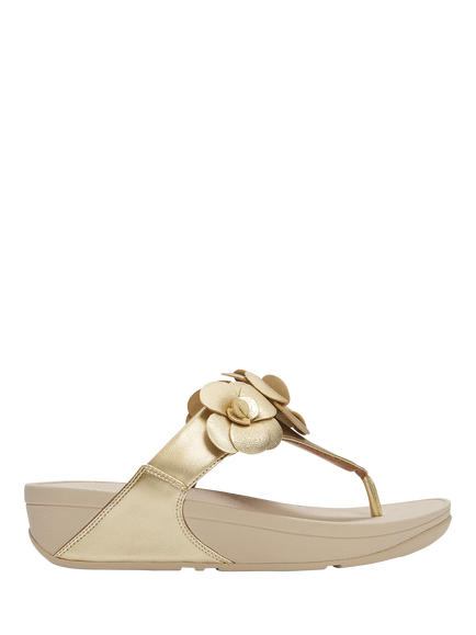 FitFlop Lulu Flower Leather Toe Post Sandals, Gold