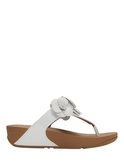 FitFlop Lulu Flower Leather Toe Post Sandals, White