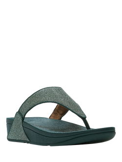 FitFlop Lulu Shimmer Toe Post Sandals, Deep Ocean - view 2, Deep Ocean