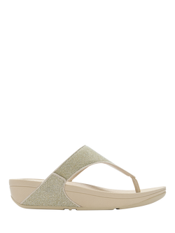 FitFlop Lulu Shimmer Toe Post Sandals, Plantino, Platino
