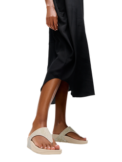 FitFlop Lulu Shimmer Toe Post Sandals, Plantino - view 2, Platino