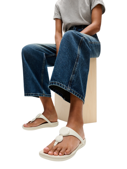FitFlop Solay Glossy Disc Toe Post Sandals - view 2, Cream