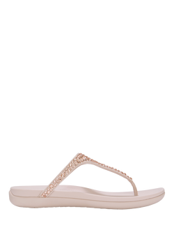 FitFlop Solay Mixed Crystal Toe Post Sandals, Nude Rose, Nude Rose