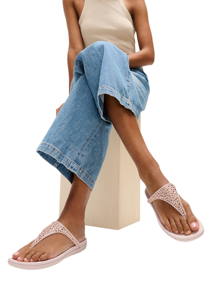 FitFlop Solay Mixed Crystal Toe Post Sandals, Nude Rose - view 2, Nude Rose