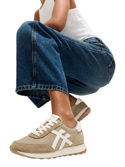 FitFlop Retro-Q Lace Up Trainers, Cappuccino/Cream - view 2, Cappuccino/Cream