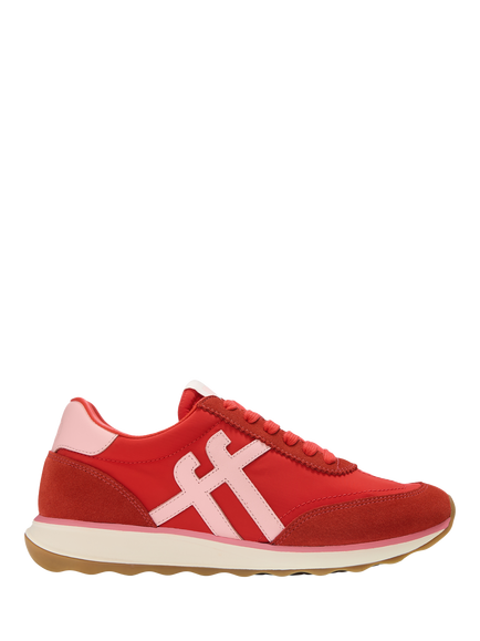 FitFlop Retro-Q Lace Up Trainers, Tomato/Pink, Tomato/Pink