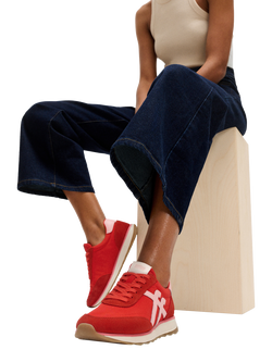 FitFlop Retro-Q Lace Up Trainers, Tomato/Pink - view 2, Tomato/Pink