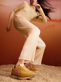 FitFlop Retro Suede Trainers, Turmeric/Desert - view 2, Turmeric/Desert