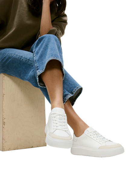 FitFlop RTG Leather Blend Lace Up Trainers, Urban White - view 2, Urban White