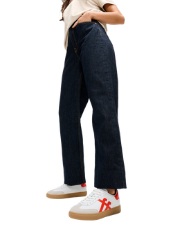 FitFlop The Dash T-Toe Leather Blend Trainers, White/Red - view 2, White/Red