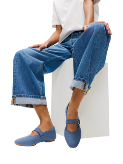 FitFlop Delicato Mary Jane Ballerina Pumps, Blue - view 2, Blue