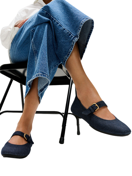 FitFlop Delicato Denim Mary Janes, Dark Blue - view 2, Dark Blue