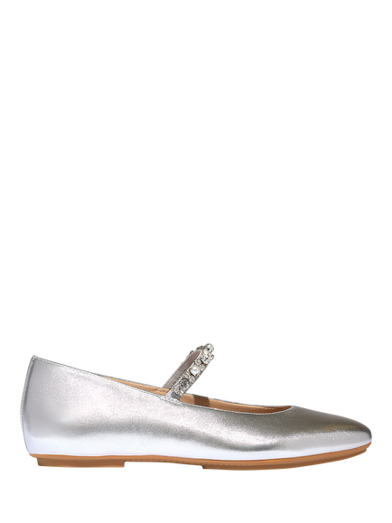 FitFlop Delicato Pearls Leather Mary Janes, Silver