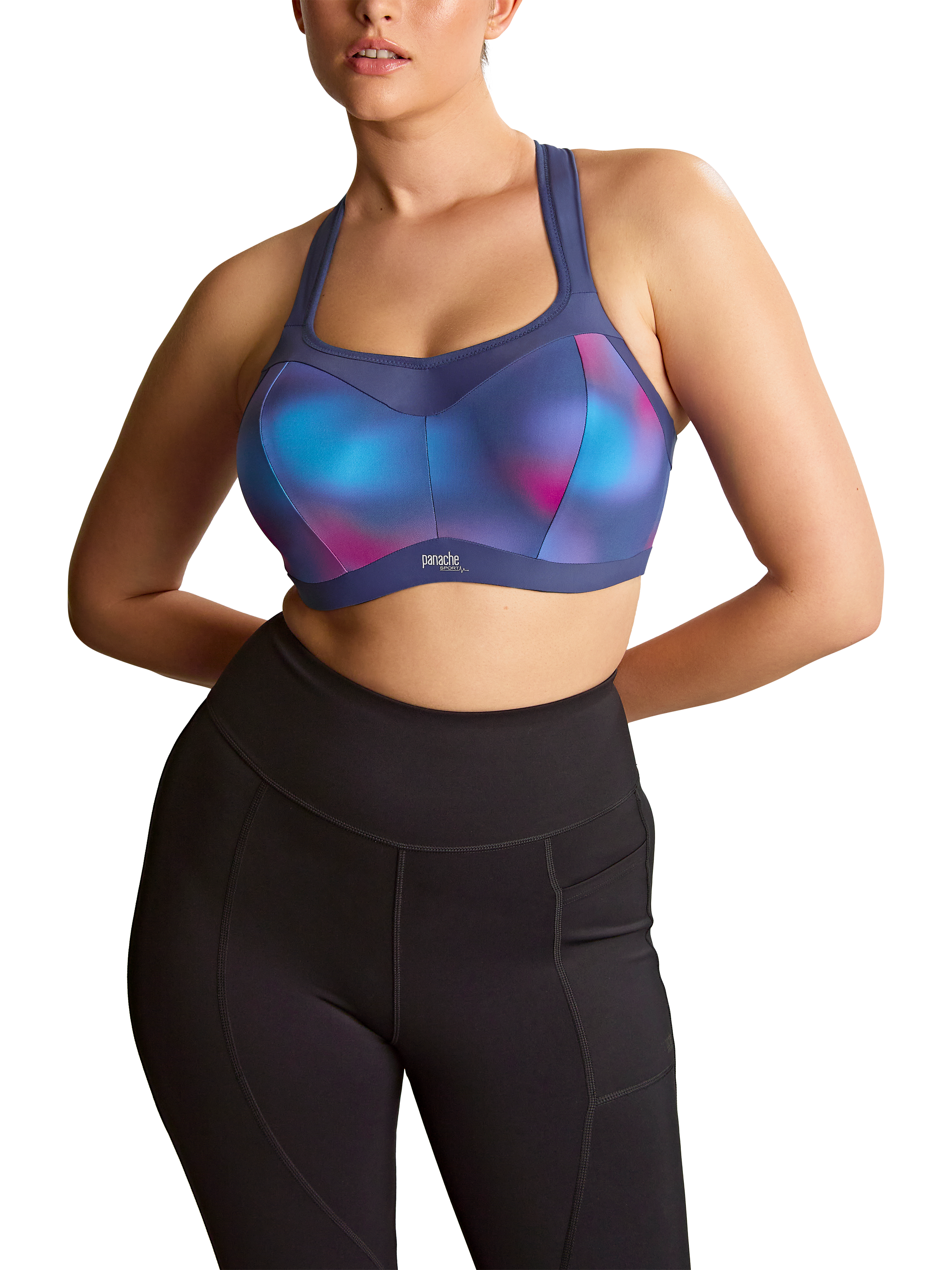 Product image 1 of 5, which shows Panache Power Sports Bra, Multi, 28DD