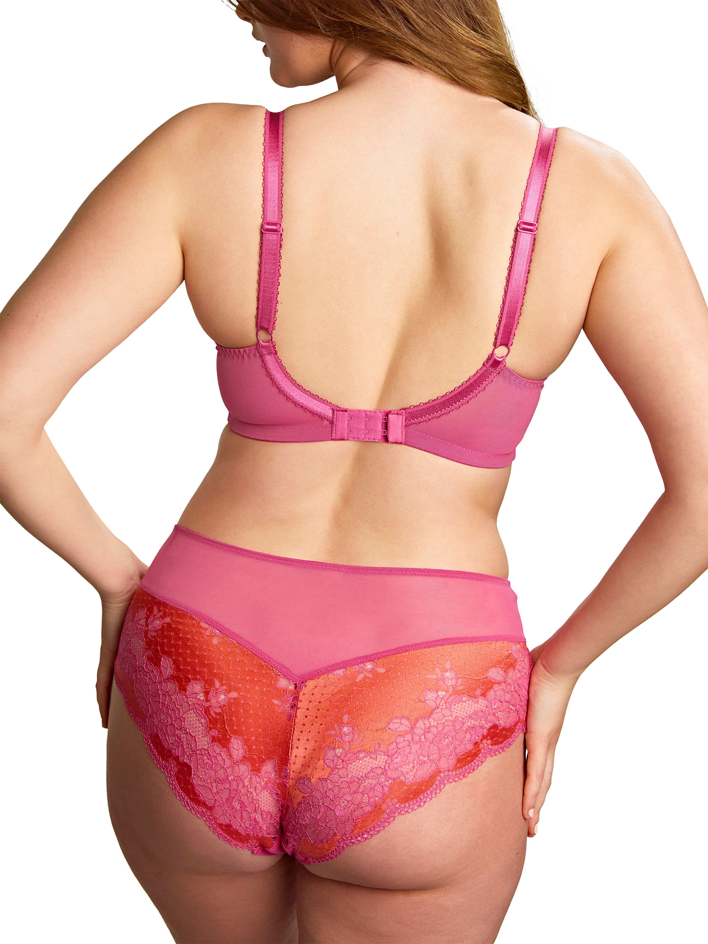 Product image 2 of 4, which shows Panache Clara High Waist Knickers, Pink Papaya, 8