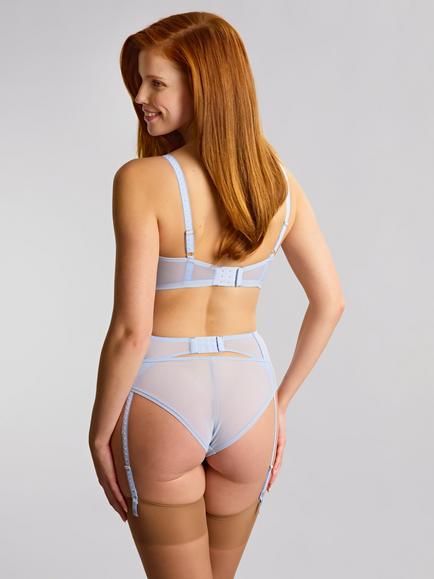 Panache Ottilie Floral Embroidered Suspenders, Dusky Blue - view 2, Dusky Blue