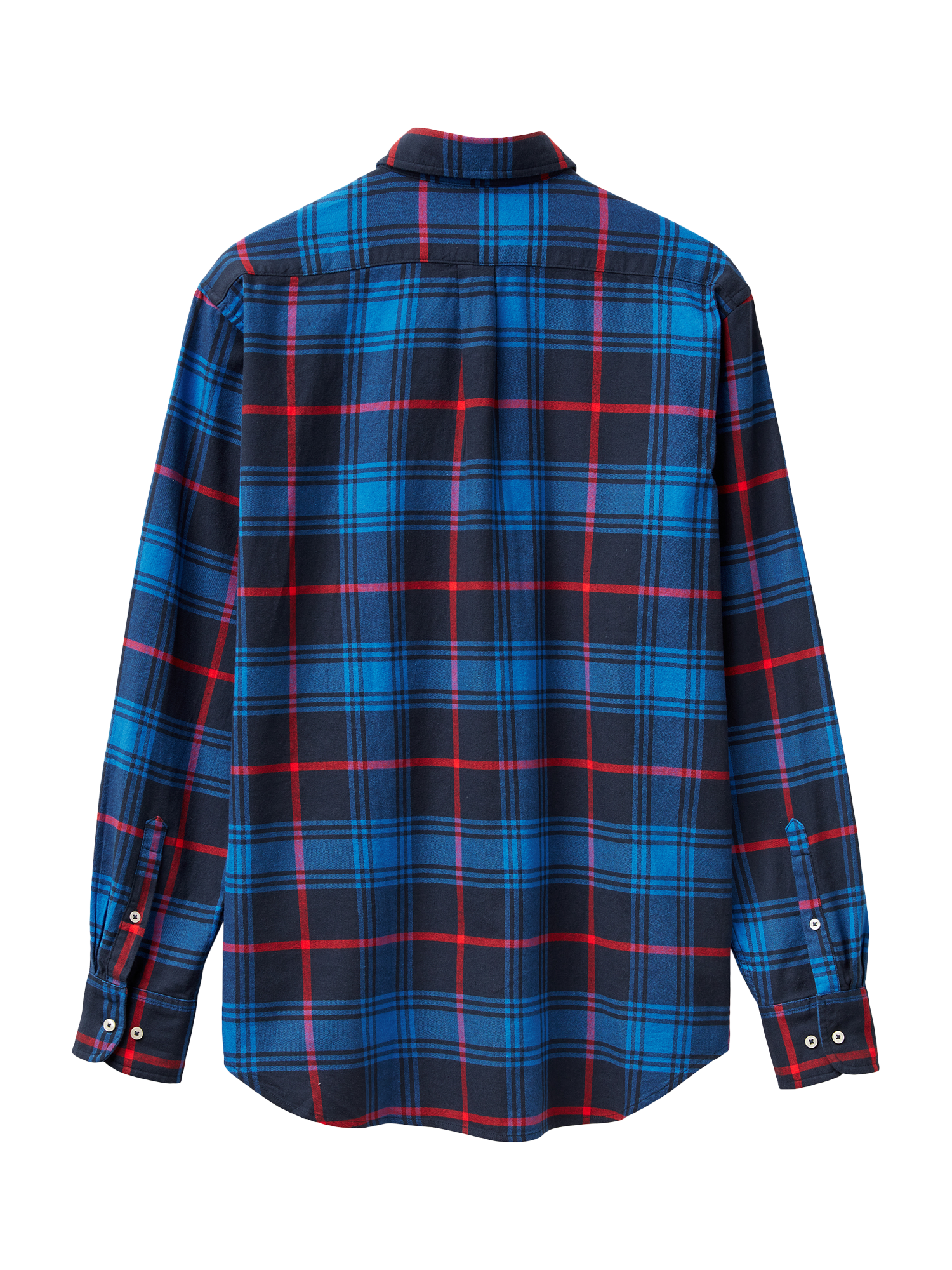 Product image 2 of 3, which shows Benetton Cotton Regular Fit Check Flannel Shirt, Blue, L
