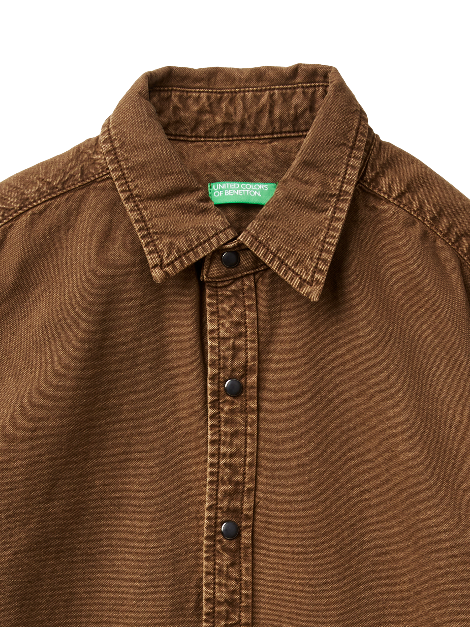 Product image 3 of 3, which shows Benetton Dyed Regular Fit Long Sleeve Shirt, Brown, S