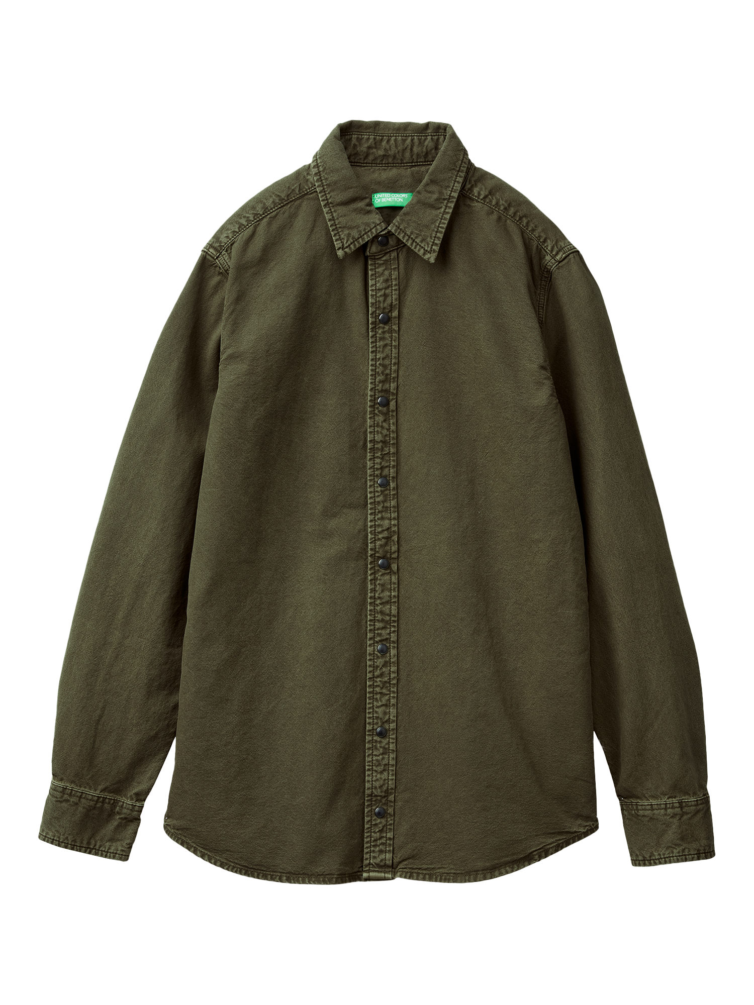Product image 1 of 3, which shows Benetton Cotton Regular Fit Shirt, Green, S