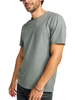 Benetton Crew Neck Slub Cotton T-Shirt, Grey, Grey