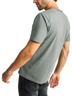 Benetton Crew Neck Slub Cotton T-Shirt, Grey - view 2, Grey