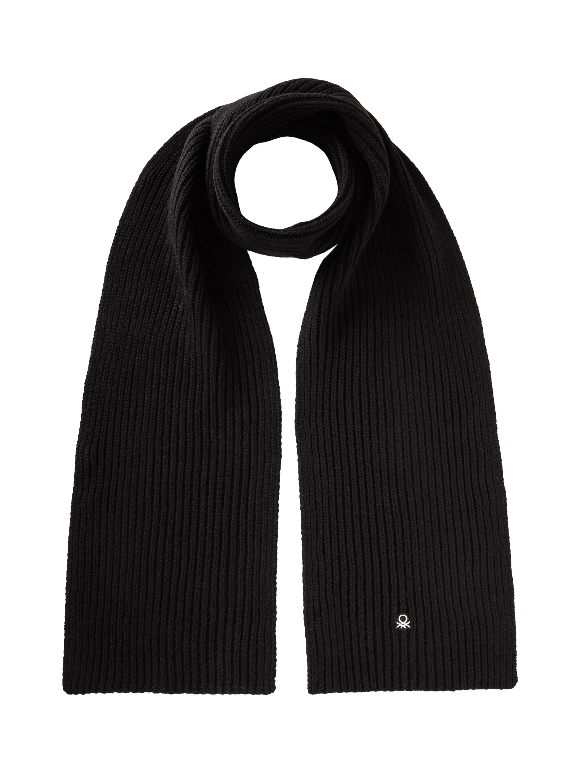 Product image 1 of 3, which shows Benetton Wool Blend Scarf, Black, One Size