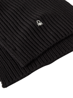 Benetton Wool Blend Scarf, Black - view 2, Black