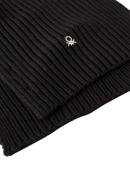Benetton Wool Blend Scarf, Black - view 2, Black