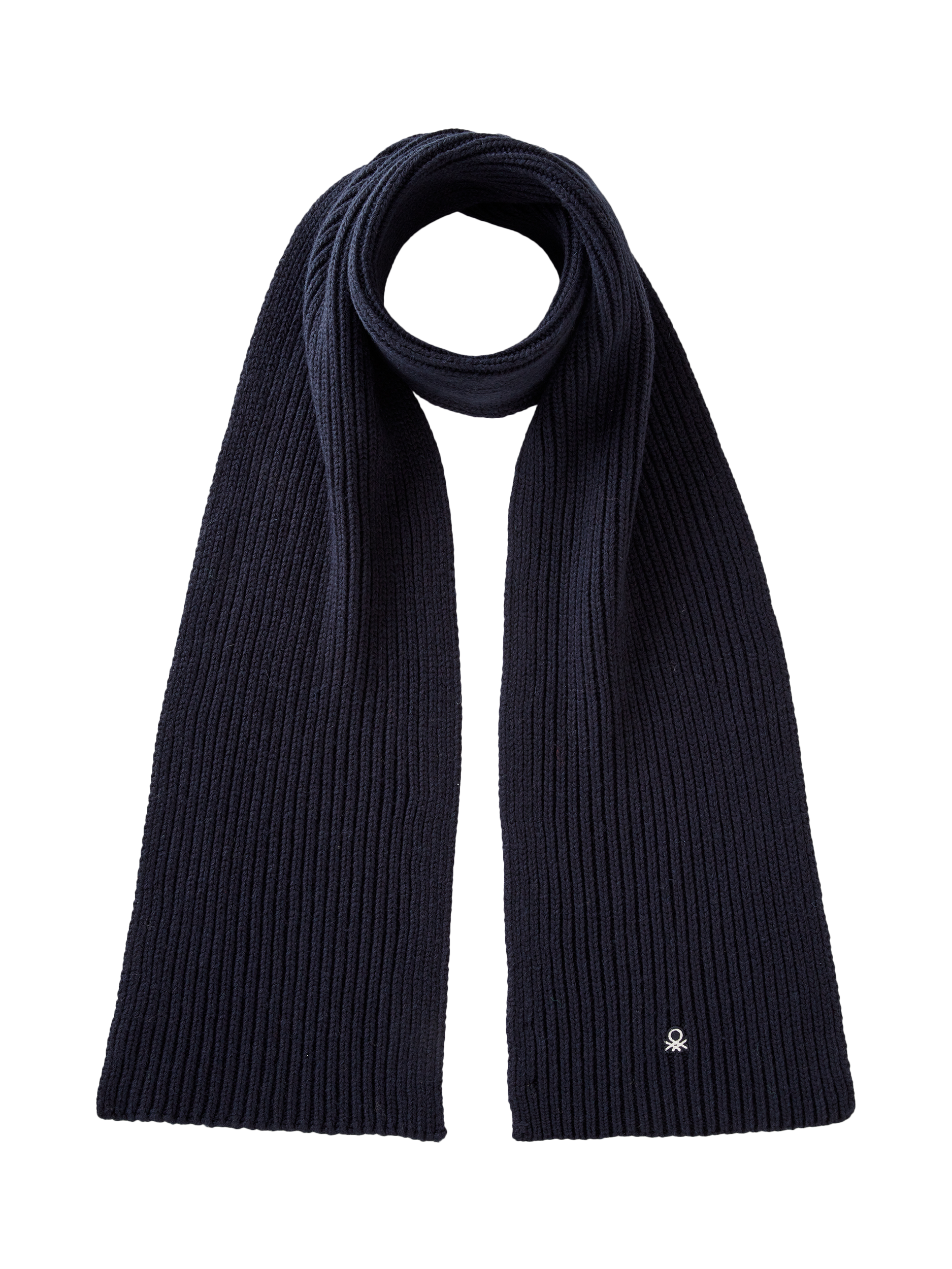 Product image 1 of 3, which shows Benetton Wool Blend Knitted Scarf, Blue