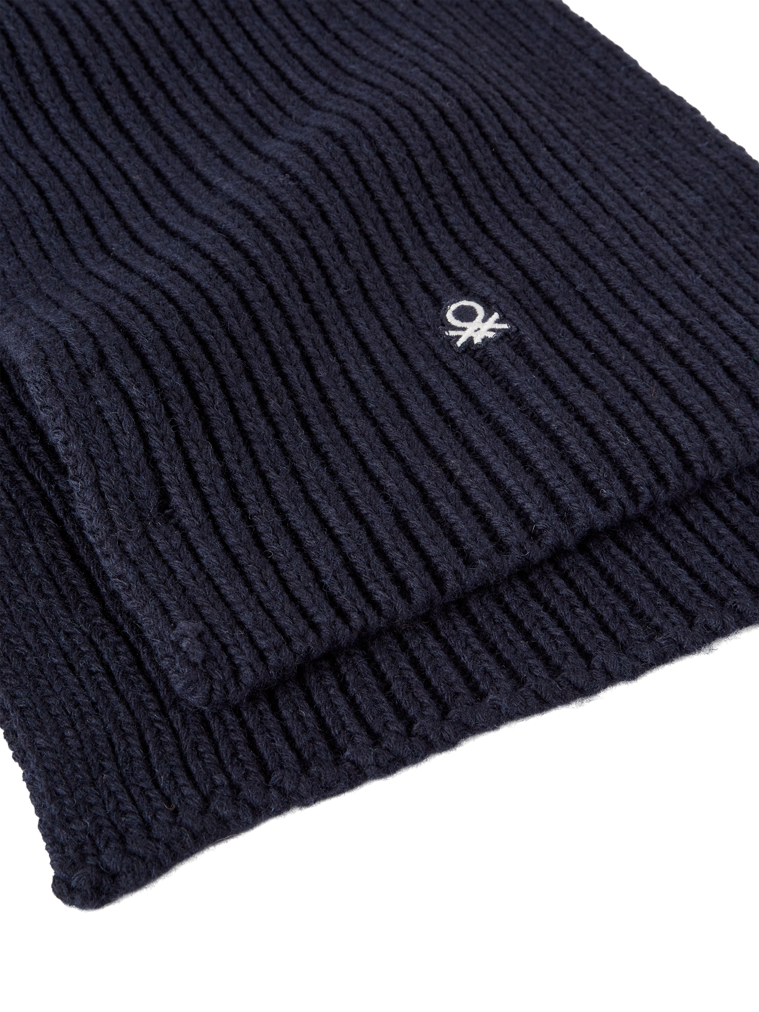 Product image 2 of 3, which shows Benetton Wool Blend Knitted Scarf, Blue