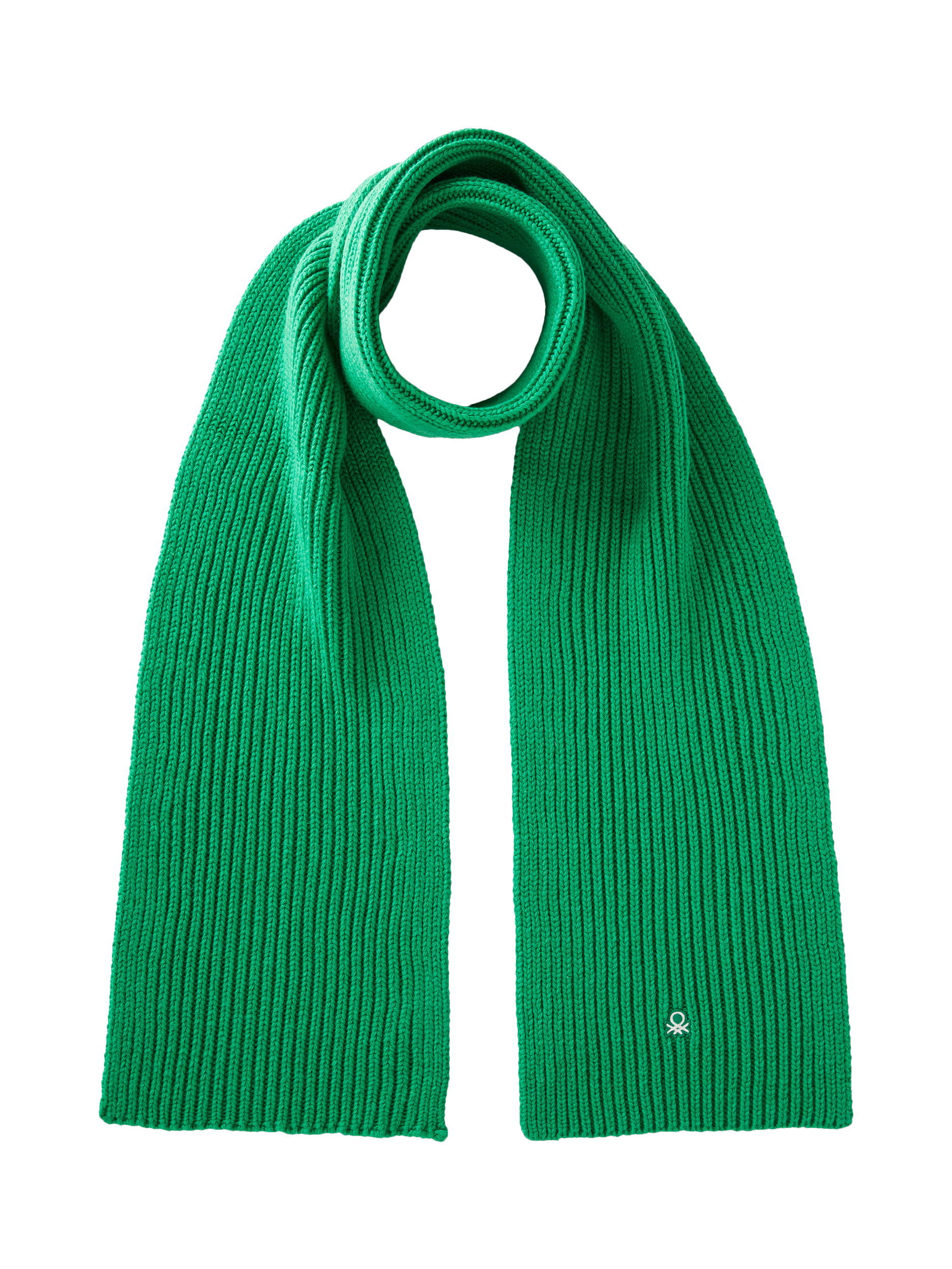 Product image 1 of 3, which shows Benetton Wool Blend Knitted Scarf, Bright Green