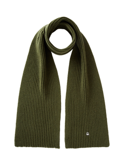 Benetton Wool Blend Knitted Scarf, Dark Green