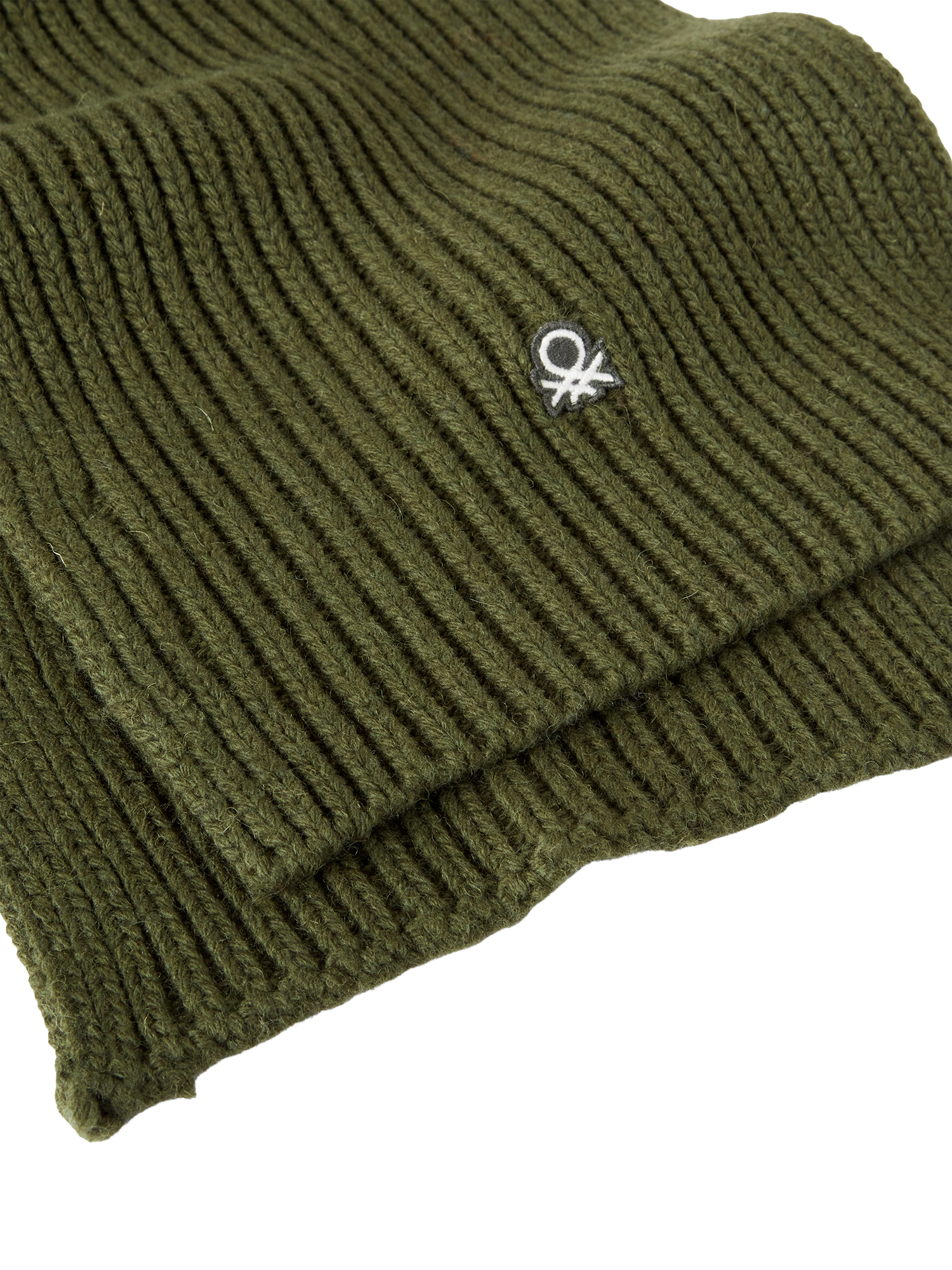 Product image 2 of 3, which shows Benetton Wool Blend Knitted Scarf, Dark Green