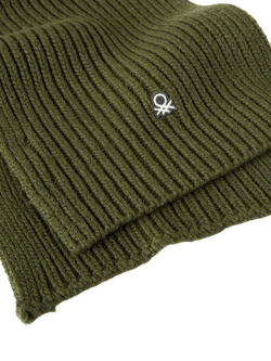 Benetton Wool Blend Knitted Scarf - view 2, Dark Green
