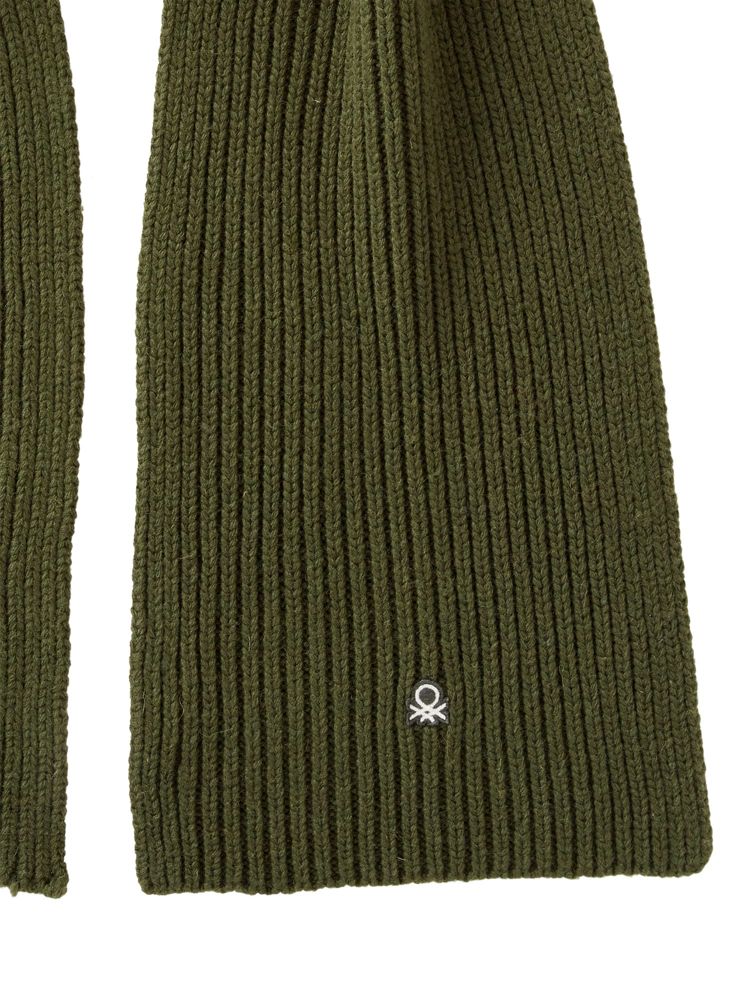 Product image 3 of 3, which shows Benetton Wool Blend Knitted Scarf, Dark Green