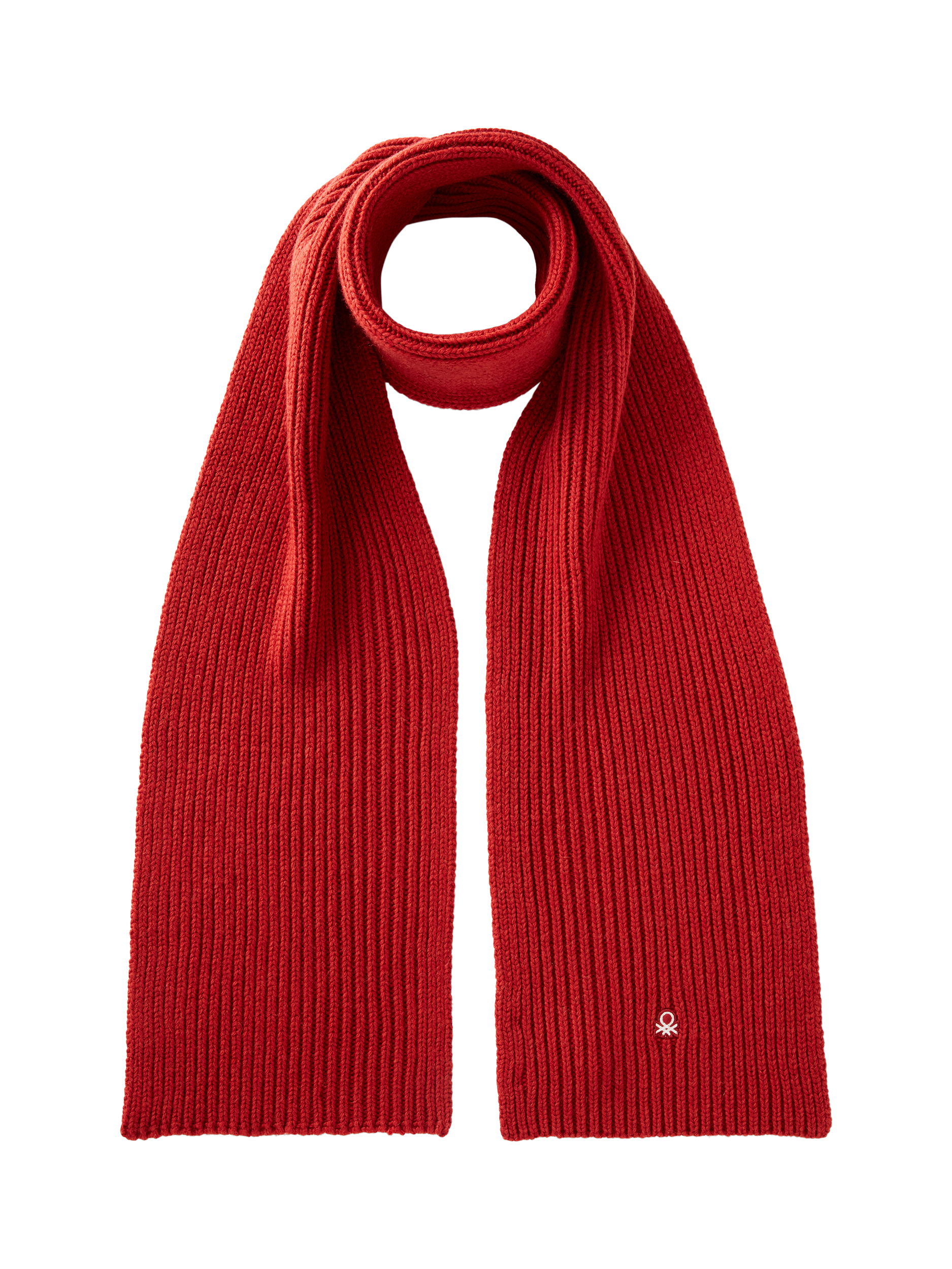 Product image 1 of 3, which shows Benetton Wool Blend Knitted Scarf, Red