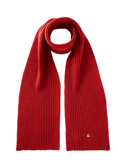 Benetton Wool Blend Knitted Scarf, Red