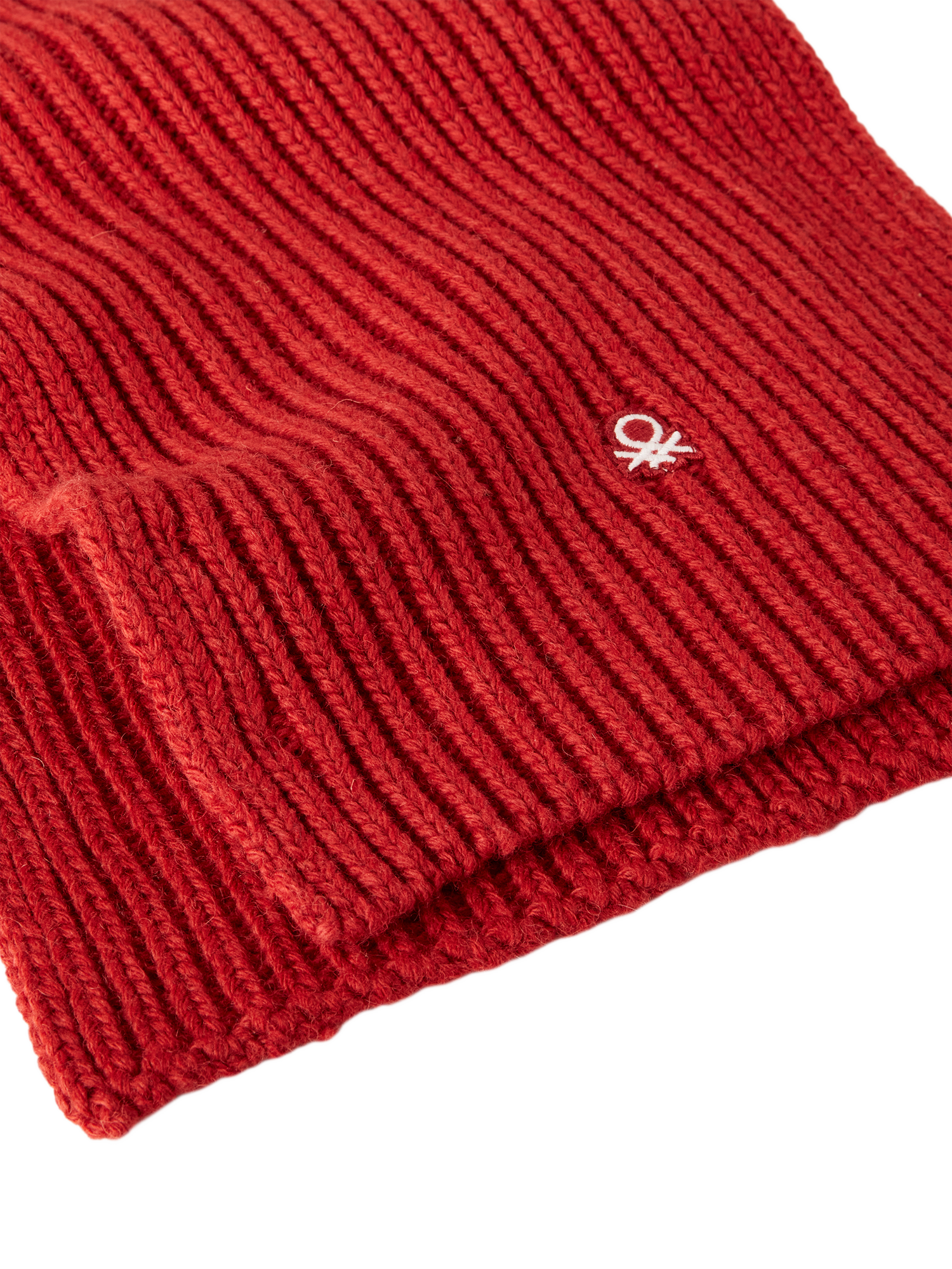 Product image 2 of 3, which shows Benetton Wool Blend Knitted Scarf, Red