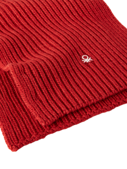 Benetton Wool Blend Knitted Scarf - view 2, Red