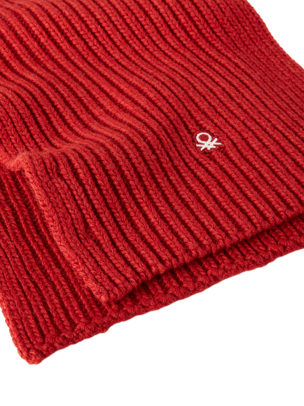 Benetton Wool Blend Knitted Scarf - view 2, Red