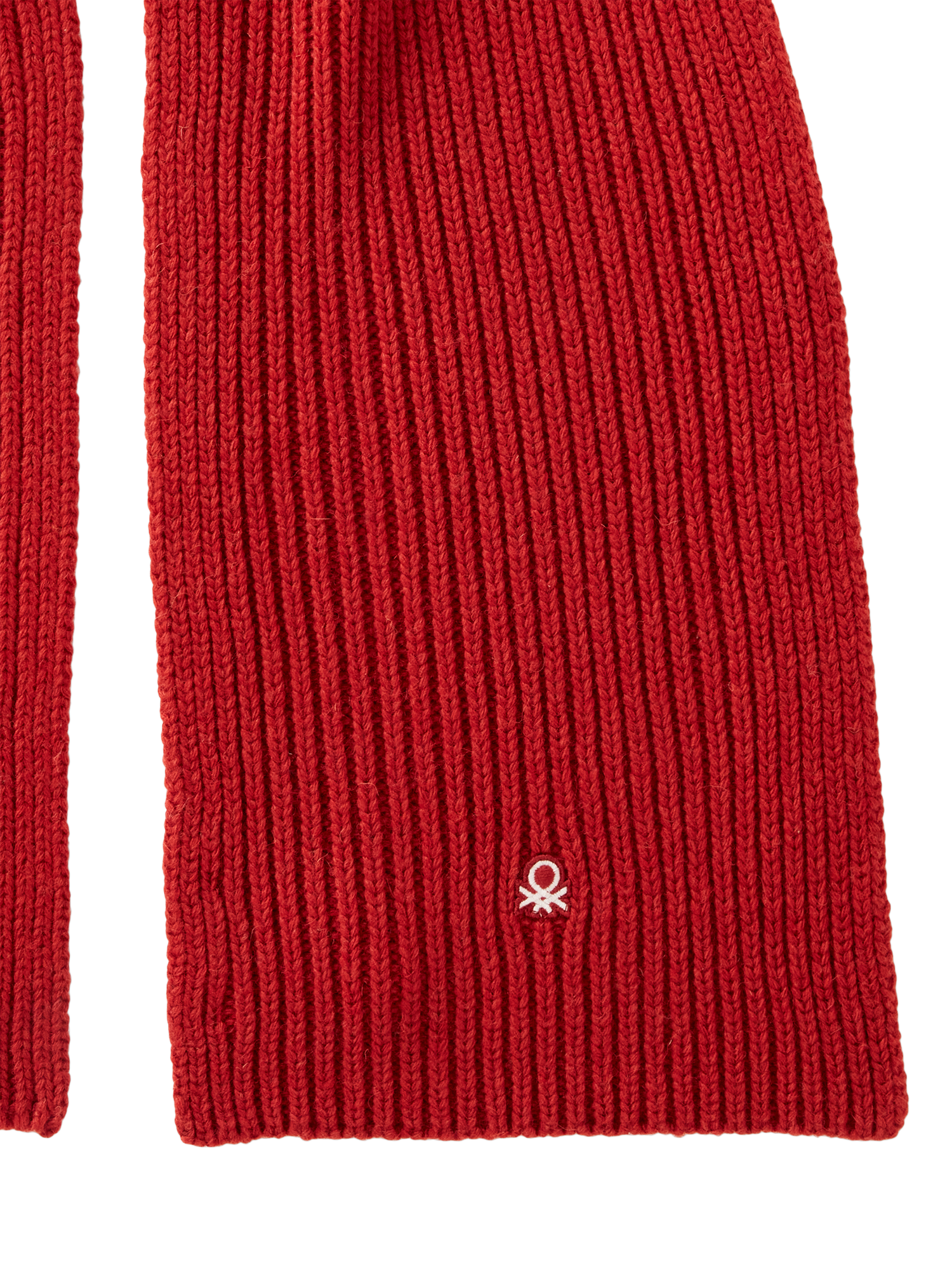 Product image 3 of 3, which shows Benetton Wool Blend Knitted Scarf, Red
