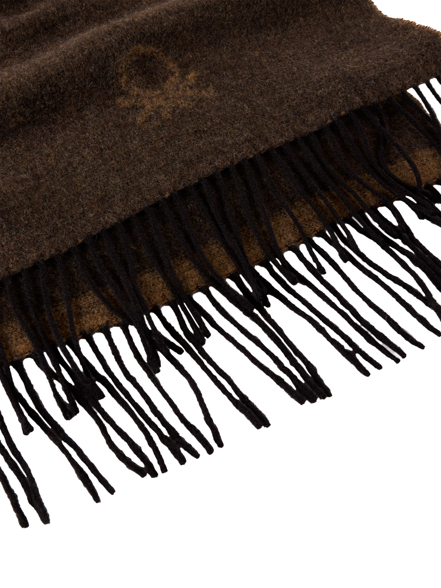 Product image 2 of 2, which shows Benetton Striped Tassel Detail Wool Blend Scarf, Brown