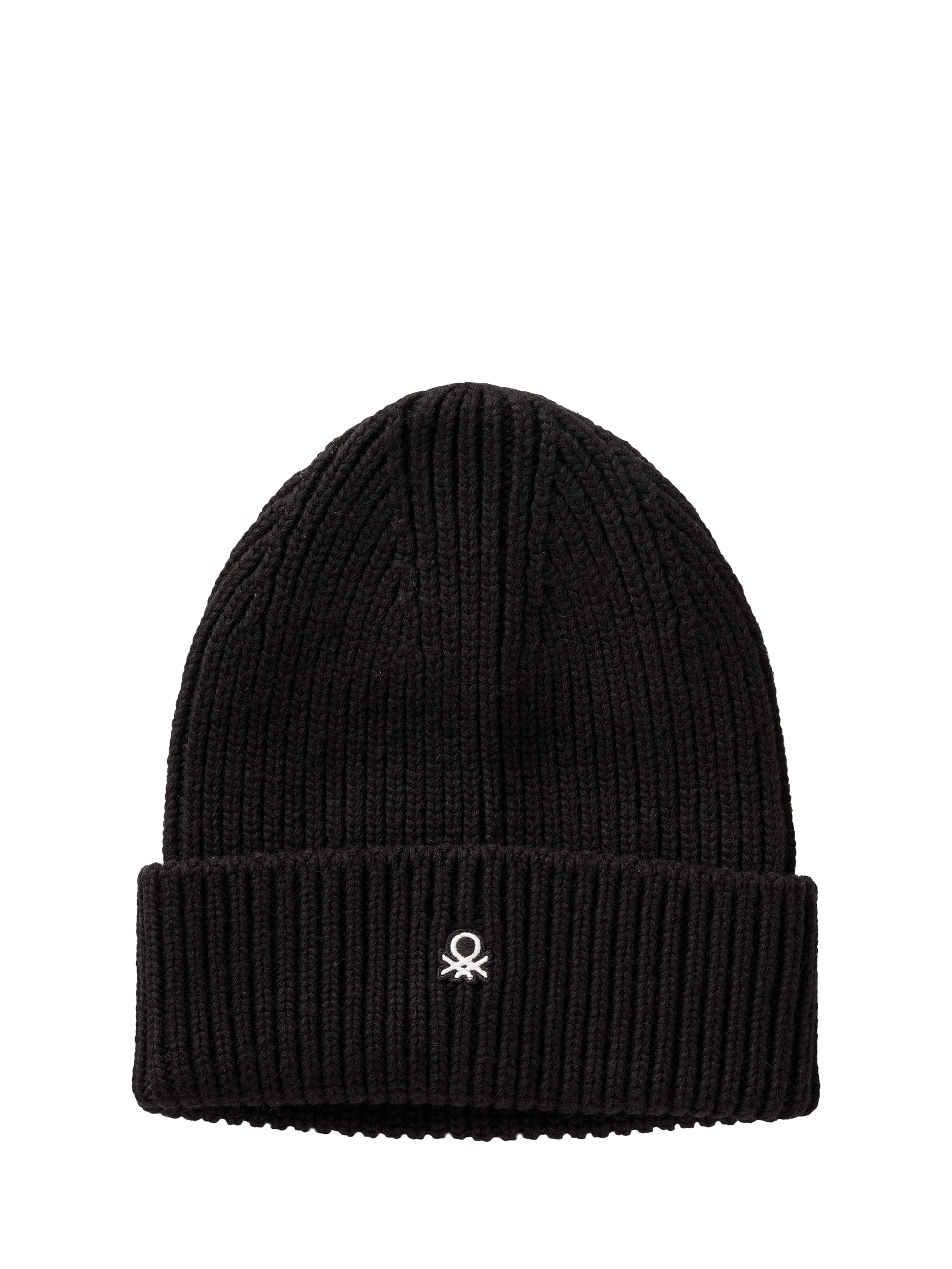 Product image 1 of 3, which shows Benetton Wool Blend Knitted Beanie, Black, S