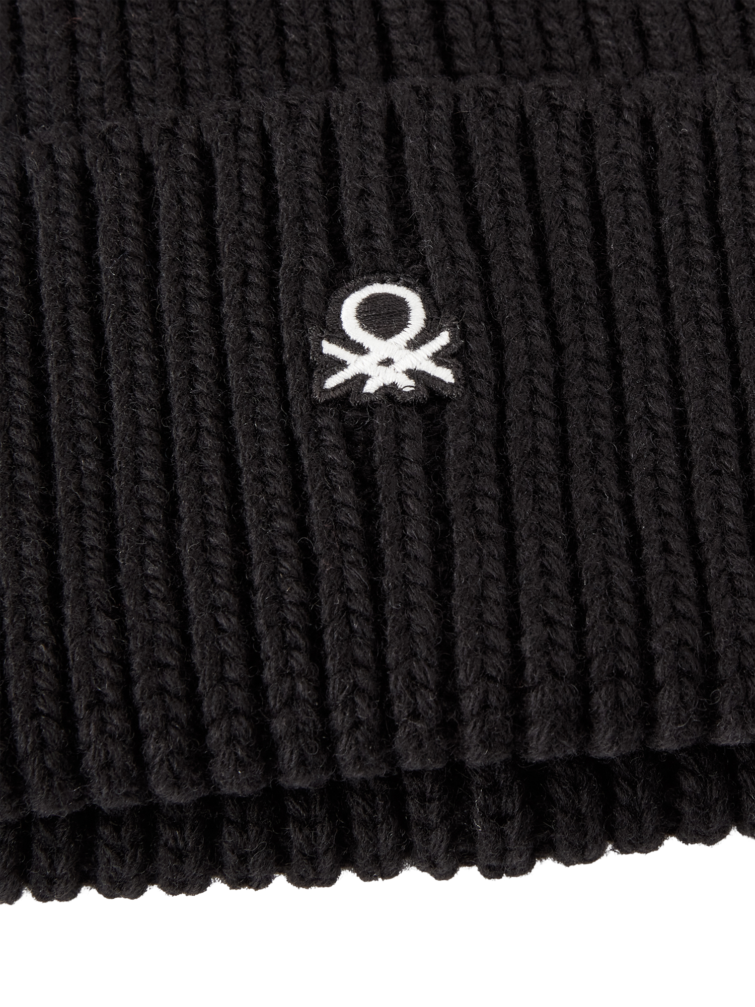 Product image 3 of 3, which shows Benetton Wool Blend Knitted Beanie, Black, S