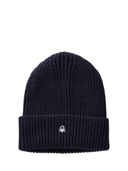 Benetton Wool Blend Knitted Beanie, Blue