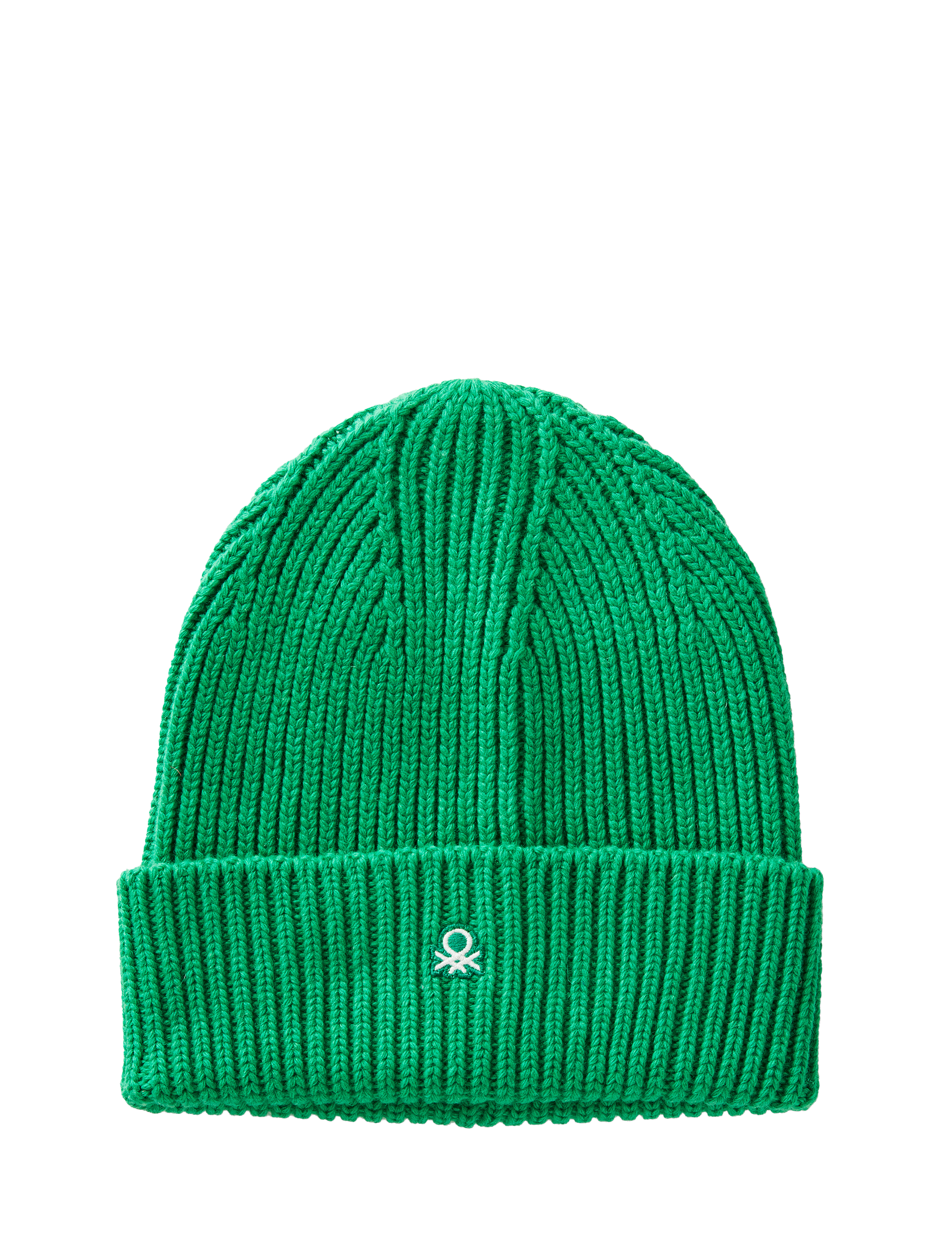 Product image 1 of 3, which shows Benetton Wool Blend Knitted Beanie, Green, S