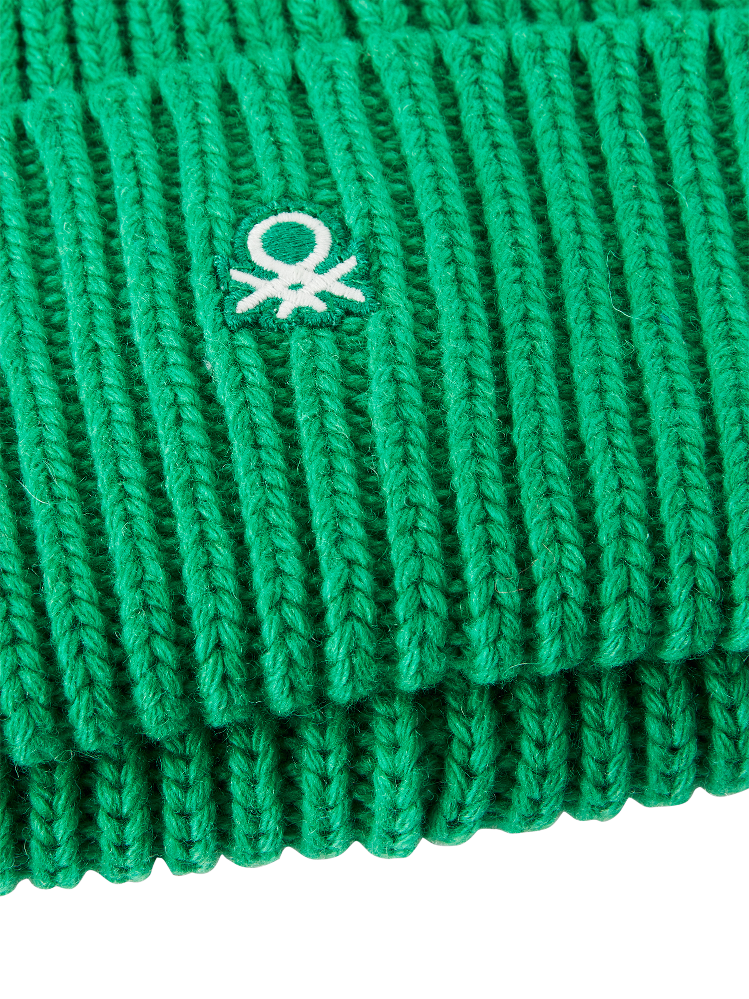 Product image 3 of 3, which shows Benetton Wool Blend Knitted Beanie, Green, S