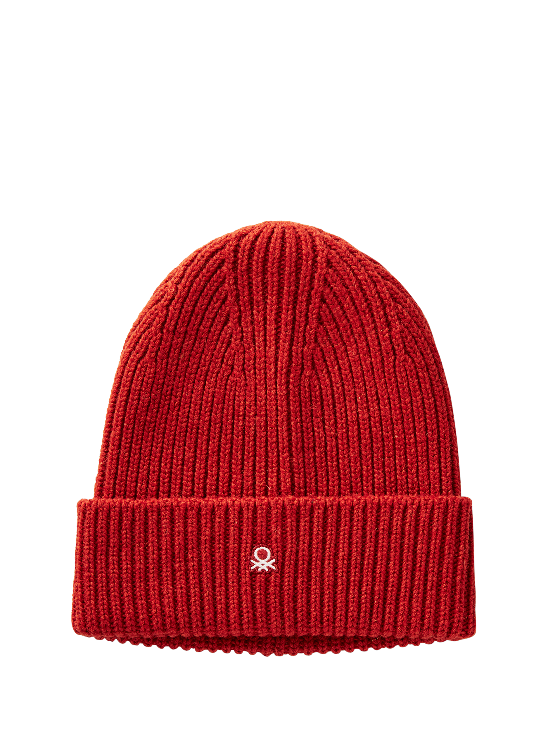 Product image 1 of 3, which shows Benetton Wool Blend Knitted Beanie, Red, S